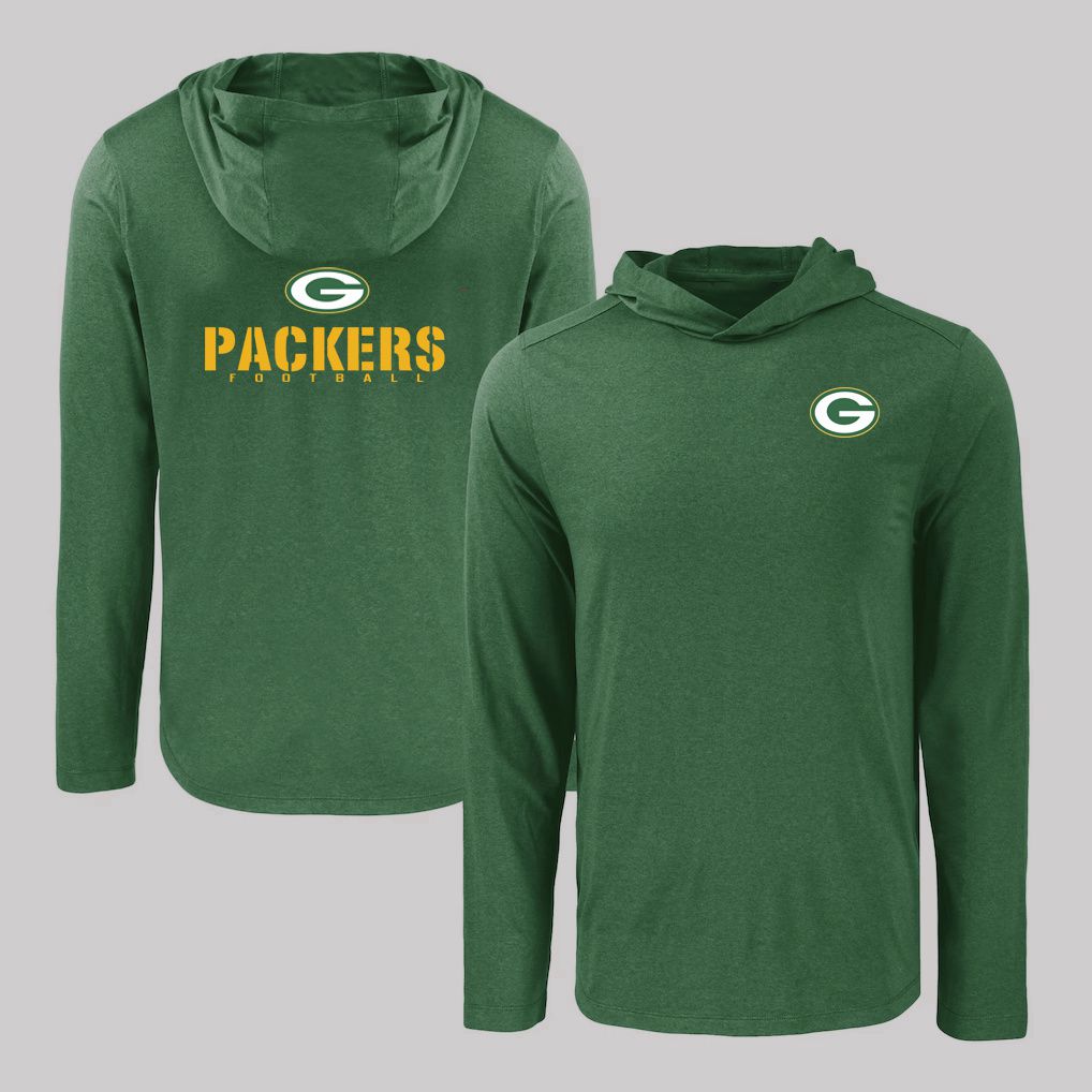 Men 2026 NFL Green Bay Packers Hooded long sleeved T-shirt green 05